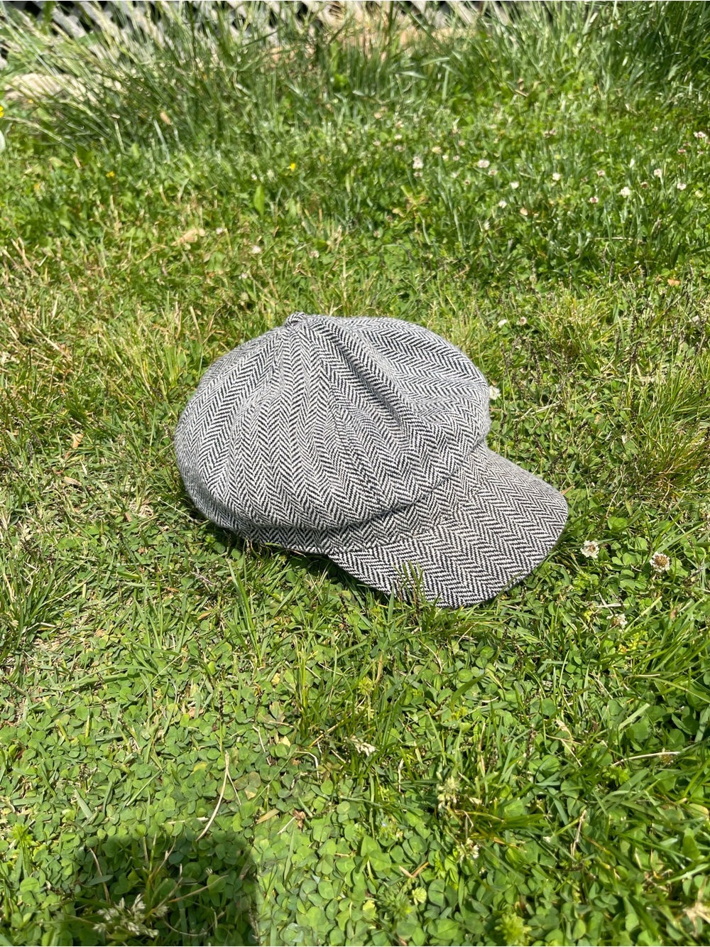 Gray Herringbone Newsboy Cap - Men's Style